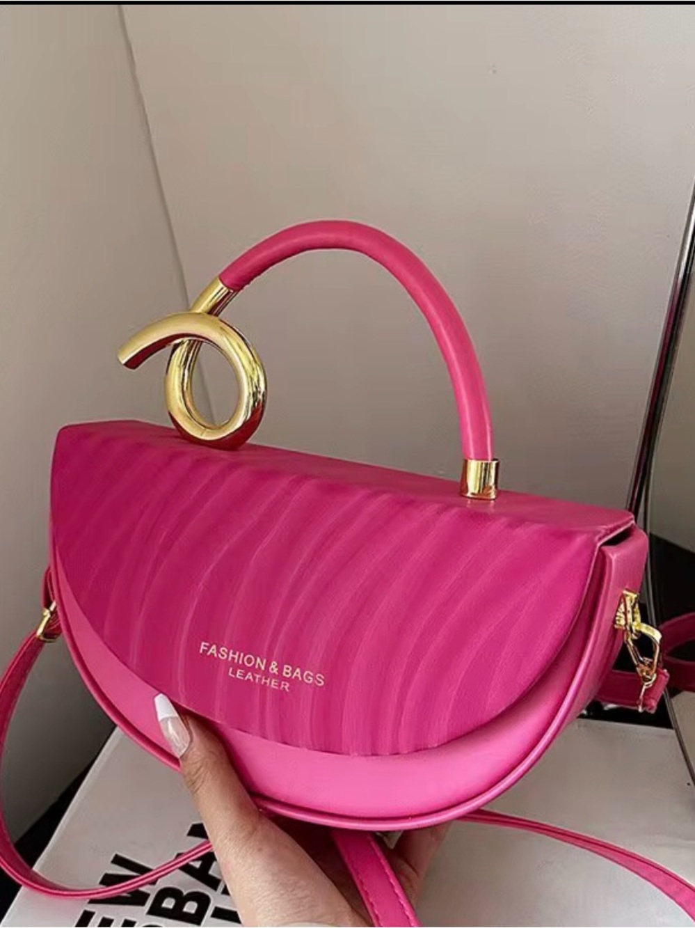 Hot Pink Women's Top-Handle Leather Satchel -crossbody women’s bags